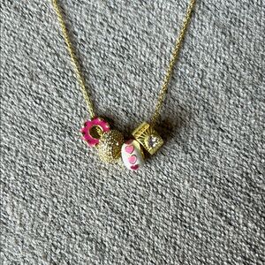Baublebar Gold and Pink Heart Charm Necklace